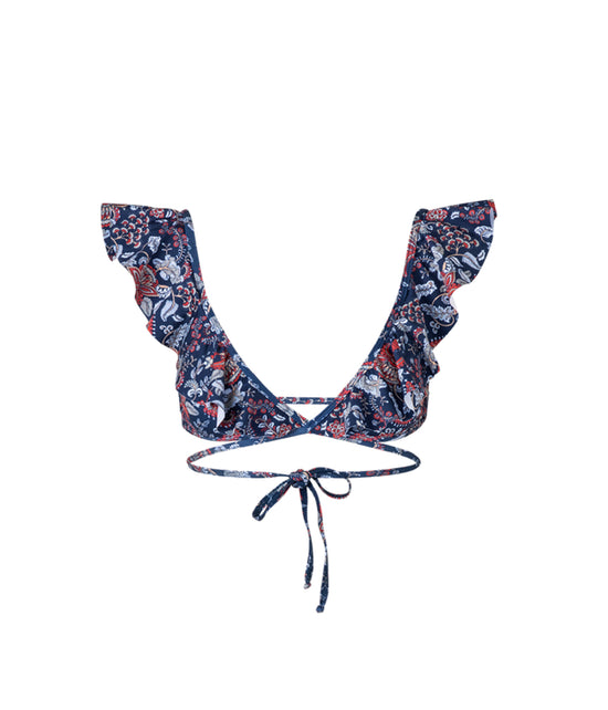 Cargar imagen en el visor de la galería, Verdelimon - Bikini Top - Abilane  - Printed - Blue Floral - Front
