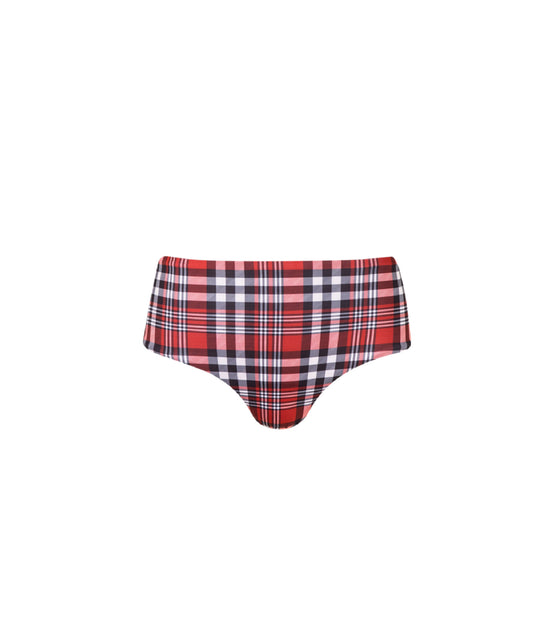 Verdelimon - Bikini Botttom - Angeles - Printed - Red Tartan - Front