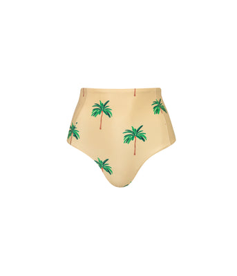 Verdelimon - Bikini Bottom  - Banes  - Printed - Yellow  Palmeras - Front