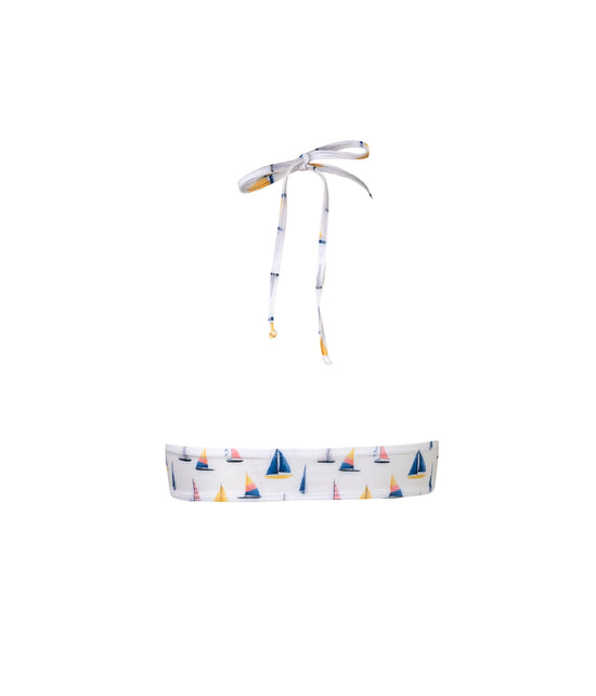Verdelimon - Bikini Top - Cristobal - Printed - White Sailboats - Back