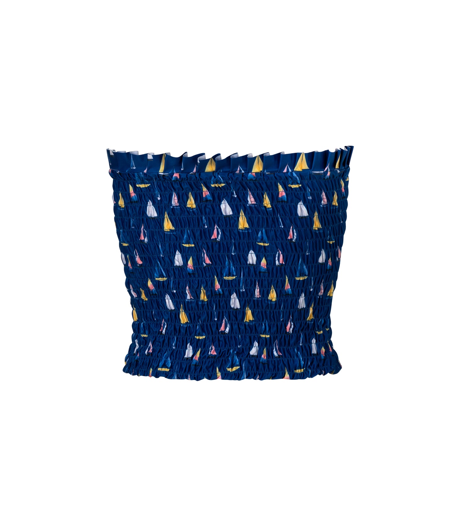 Cargar imagen en el visor de la galería, Verdelimon - Bikini Top - Lena - Printed - Bright Blue Sail Boats - Back
