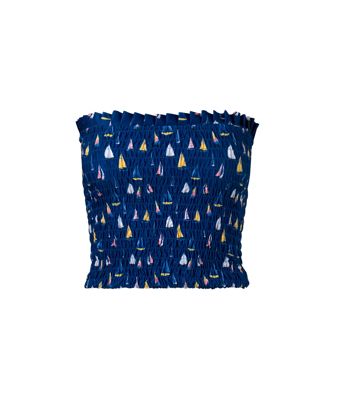 Cargar imagen en el visor de la galería, Verdelimon - Bikini Top - Lena - Printed - Bright Blue Sail Boats - Front
