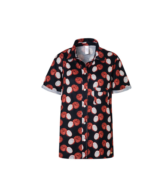 Verdelimon - Loungewear - Shirt - Malambo - Printed - Black Cocos - Front