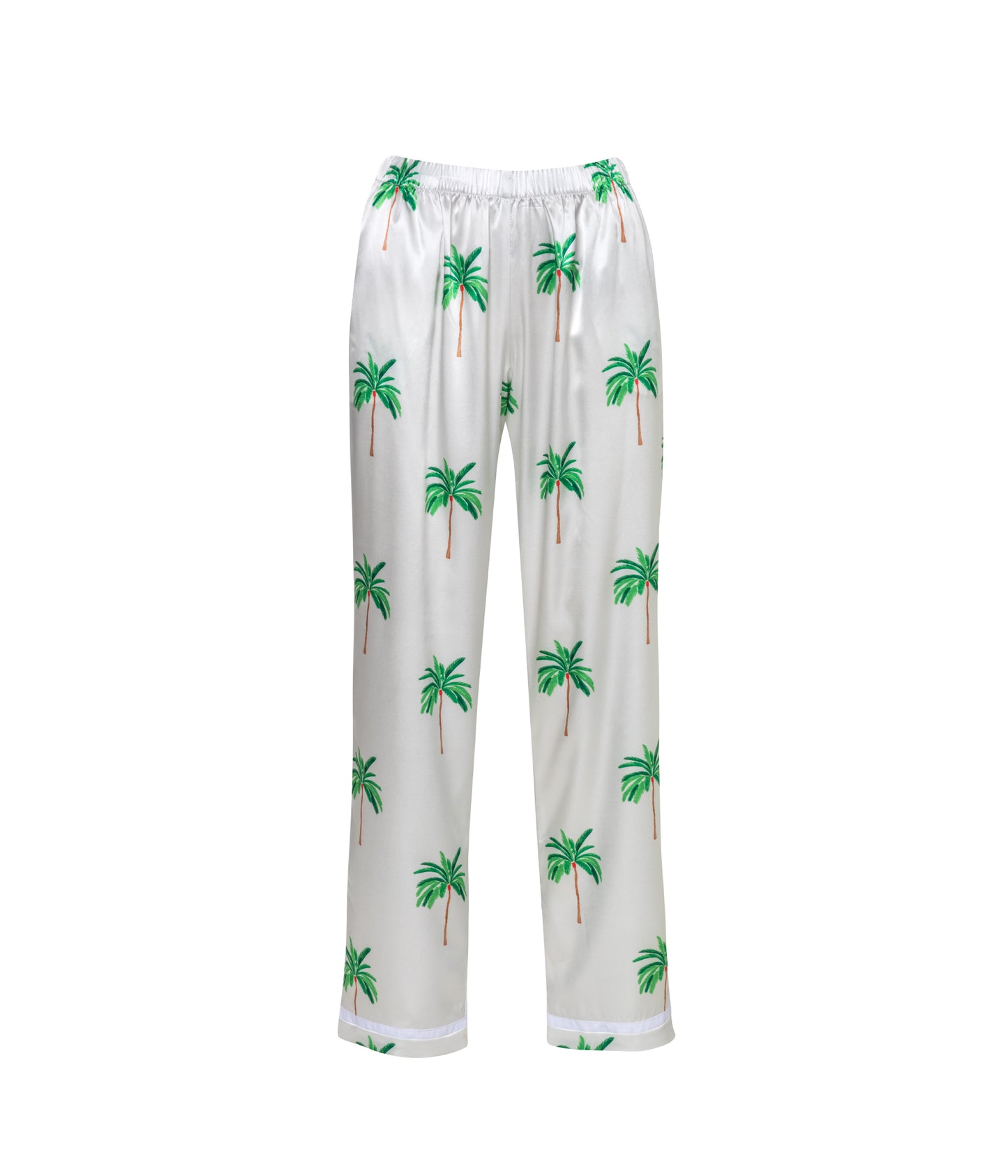 Verdelimon - Pants - Maui - Printed - White Palmeras - Front