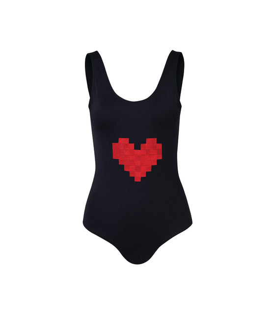 Verdelimon - One Piece - Miami - Dreamland - Embroidered Black Heart- Front