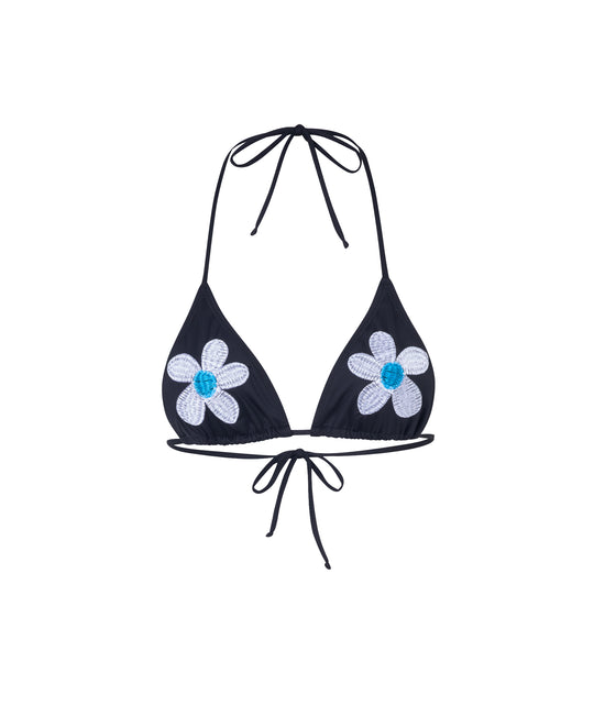 Top Moa Blue Flower Bordado
