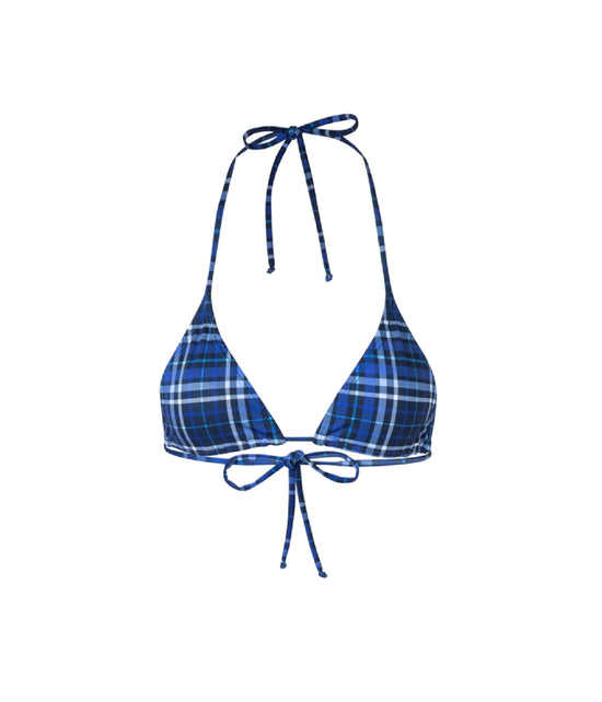 Verdelimon - Bikini Top - Moa - Printed - Blue Tartan - Front