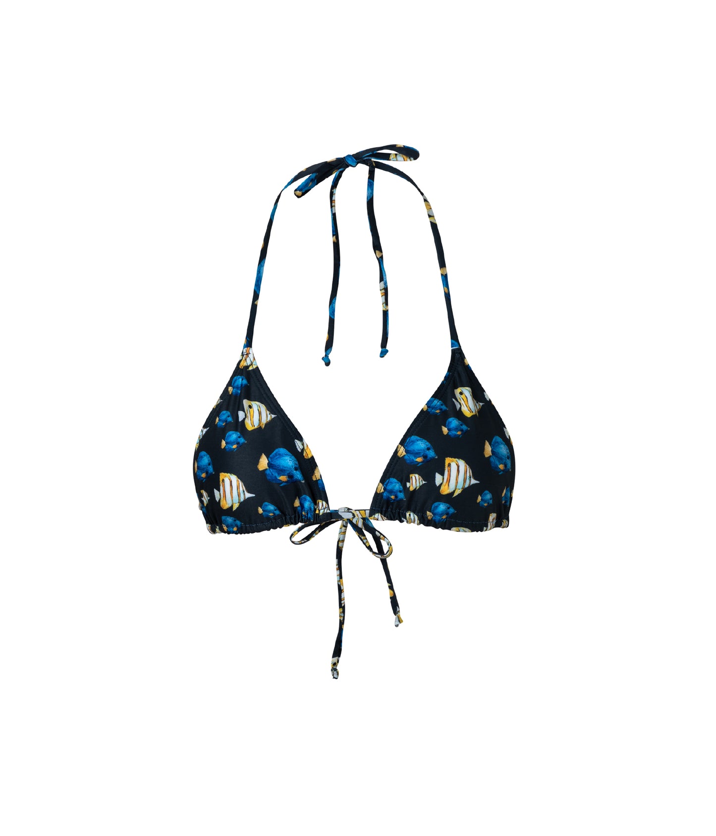 Cargar imagen en el visor de la galería, Verdelimon - Bikini Top - Moa - Printed - Dark Blue Fish - Front
