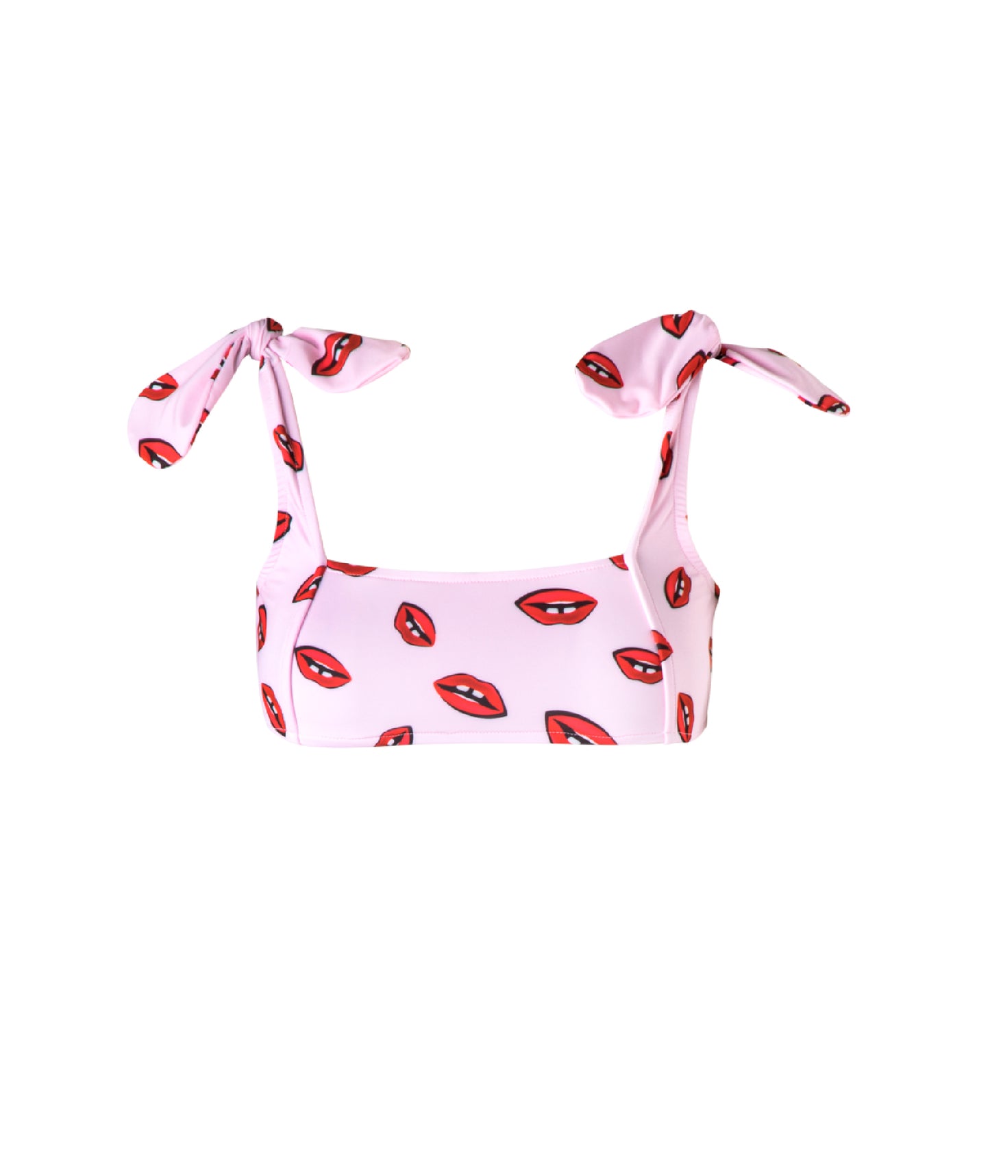 Cargar imagen en el visor de la galería, Verdelimon - Bikini Top - Morioka - Printed - Pink Lips - Front

