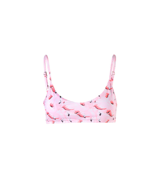 Cargar imagen en el visor de la galería, Verdelimon - Bikini Top - Sol - Printed - Pink Flamingos - Front
