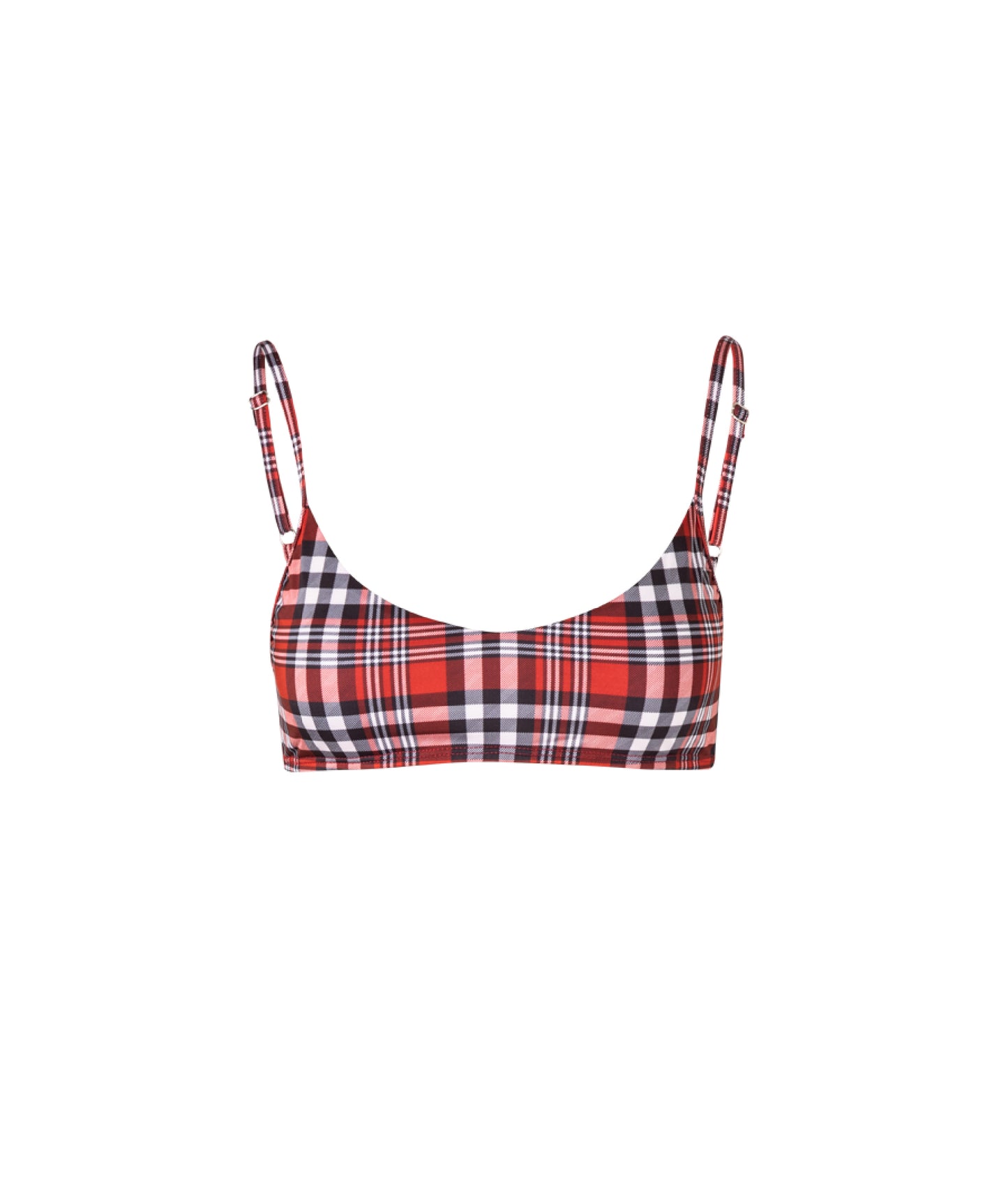 Cargar imagen en el visor de la galería, Verdelimon - Bikini Top - Sol - Printed - Red Tartan - Front
