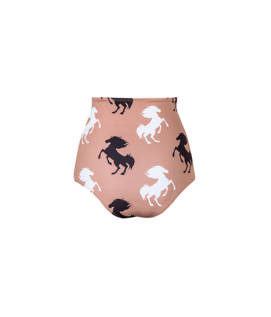 Cargar imagen en el visor de la galería, Verdelimon - Bikini Bottom - Tottori - Printed - Brown  Horses - Back
