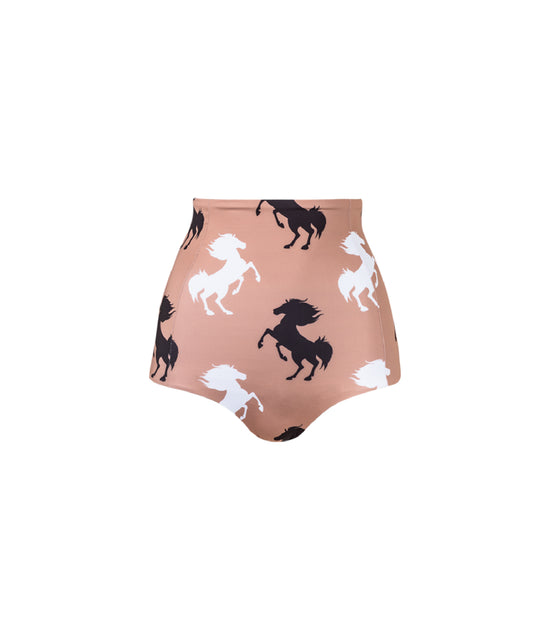 Verdelimon - Bikini Bottom - Tottori - Printed - Brown  Horses - Front