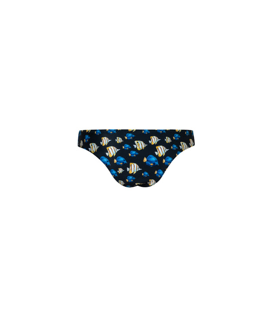 Verdelimon - Bikini Bottom - Tunas - Printed - Dark Blue Fish - Black