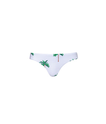 Verdelimon - Bikini Bottom -  Tunas - Printed - White Palmeras - Front